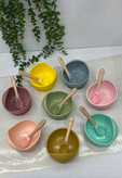 ست کاسه و قاشق سیلیکونی دسته چوبی - BPA Free ۳۰۰ میل
