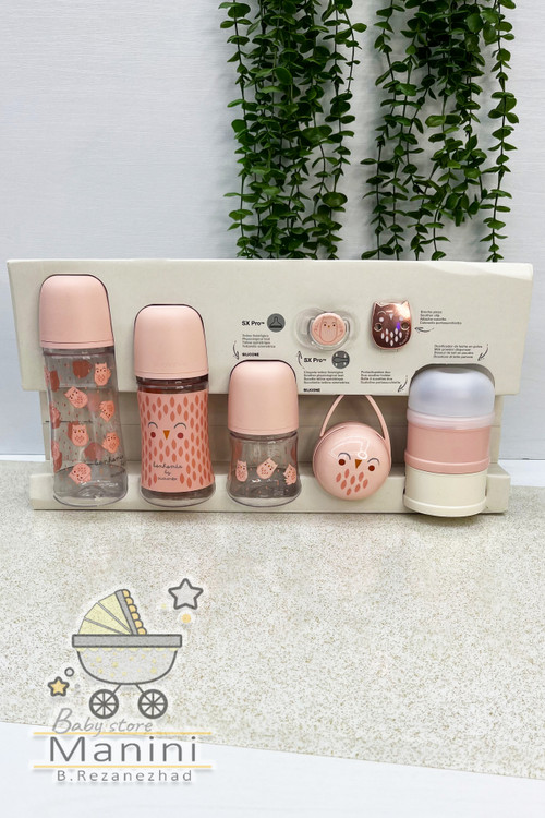 ست نوزادی Bonhomia Suavinex شیشه شیر سایز مختلف به همراه پستونک و انبار غذا