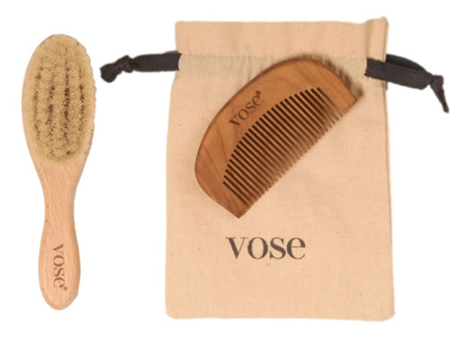 ست شانه و برس چوبی نوزاد ووسه VOSE ترکیه موی بز