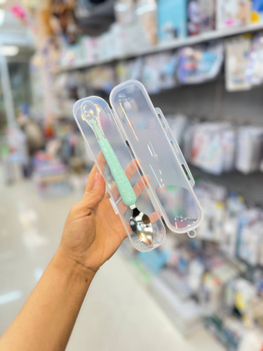 قاشق دو طرفه کودک (یک طرف سیلیکونی ، یک طرف فلزی) مانی نی