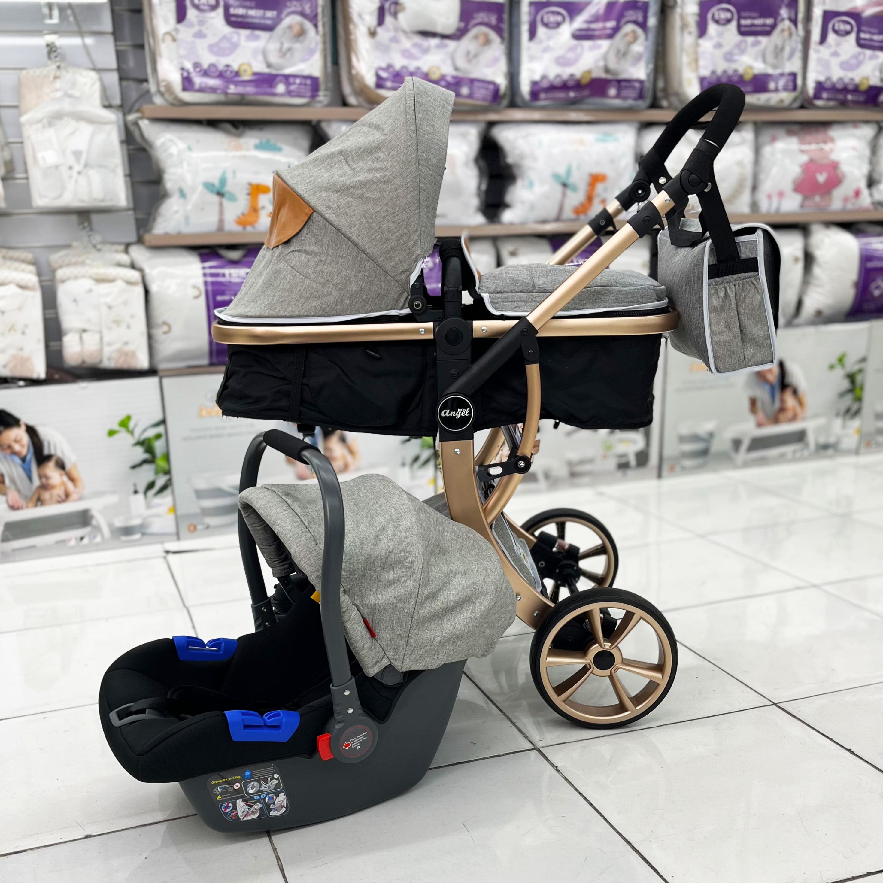 ست کالسکه همراه با کریر و ساک لوازم نوزادی سیسمونی مانینی