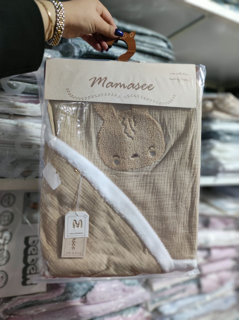پتو دورپیچ خرگوش نوزاد Mamasee سفید