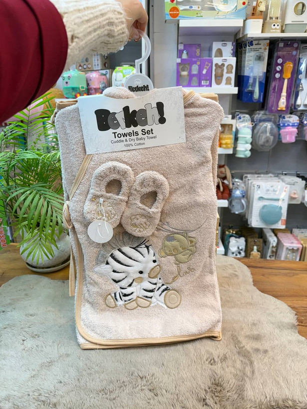 سرویس حوله نوزاد برکه با طرح حیوانات سیسمونی مانی نی