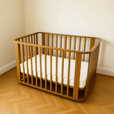 تخت چوبی سلیکا رنگ چوب طبیعی با تشک طبی و قفل ایمن