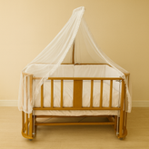 تخت نوزاد سلیکا سایز ۱۱۰ رنگ عسلی چوب روس وارداتی ارتفاع قابل تنظیم