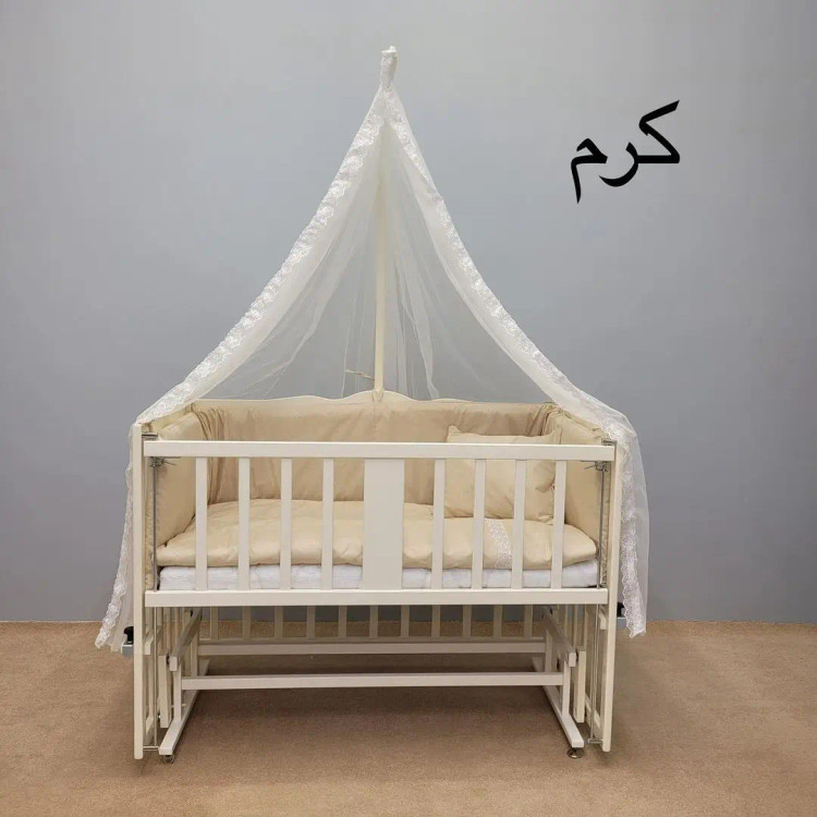 تخت چوبی کنار مادر سلیکا سایز ۱۰۵ رنگ فندقی با پایه قابل تنظیم