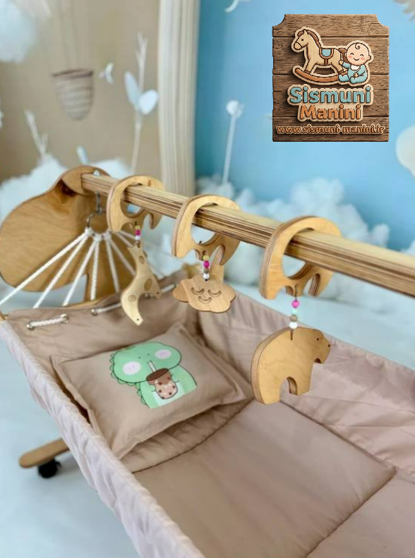 سرویس گهواره چوبی دایناسور با پارچه داخلی نرم و ضدحساسیت