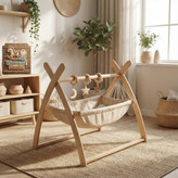 گهواره چوبی سنتی آویز چوبی دار نوزاد ۸ طنابه چوب درجه یک