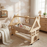 سرویس گهواره چوبی مدل خونه با پارچه داخلی نرم و ضدحساسیت