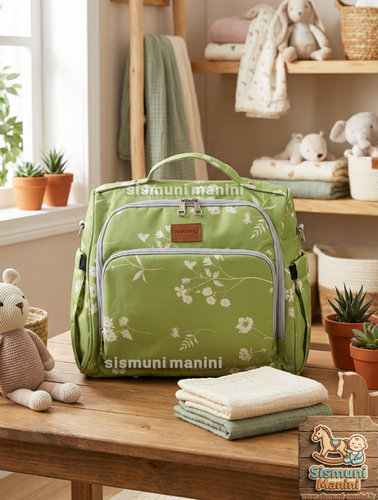 ساک لوازم برزنتی ebebek ترکیهای درجه یک رنگ سبز ماچا سیسمونی مانی نی