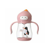 لیوان آموزشی نوزاد طرح پنگوئن با درپوش قفلدار و پایه ضد واژگونی