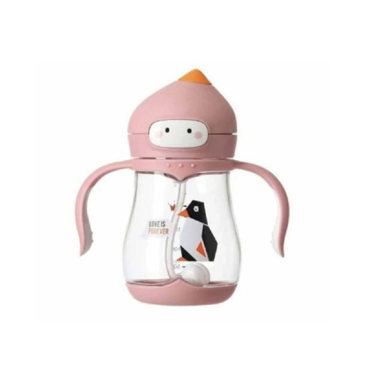 لیوان آموزشی نوزاد طرح پنگوئن با درپوش قفلدار و پایه ضد واژگونی