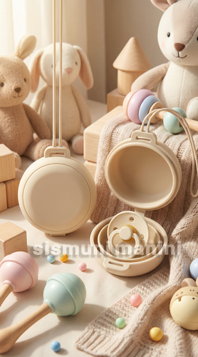 قاب پستانک نوزادی سیلیکونی گرد بند دار با طراحی شفاف سیسمونی مانی نی