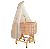 تخت و گهواره چوبی بیضی ویونا با سرویس روتختی و پشهبند سیسمونی مانی نی