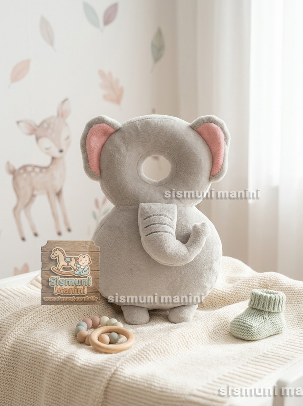 محافظ سر و گردن دوشی نوزاد مدل فیل با پارچه مخمل نرم سیسمونی مانی نی