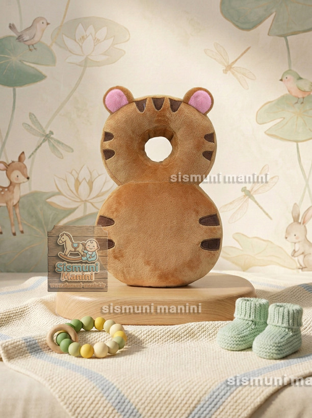 محافظ سر نوزاد مدل گربه با طراحی حلقهای و بند قابل تنظیم