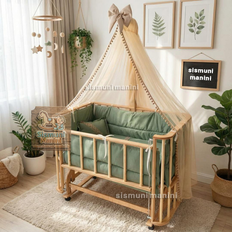 تخت و گهواره 90×۹۰ درجه یک کنار مادر سیسمونی مانی نیط
