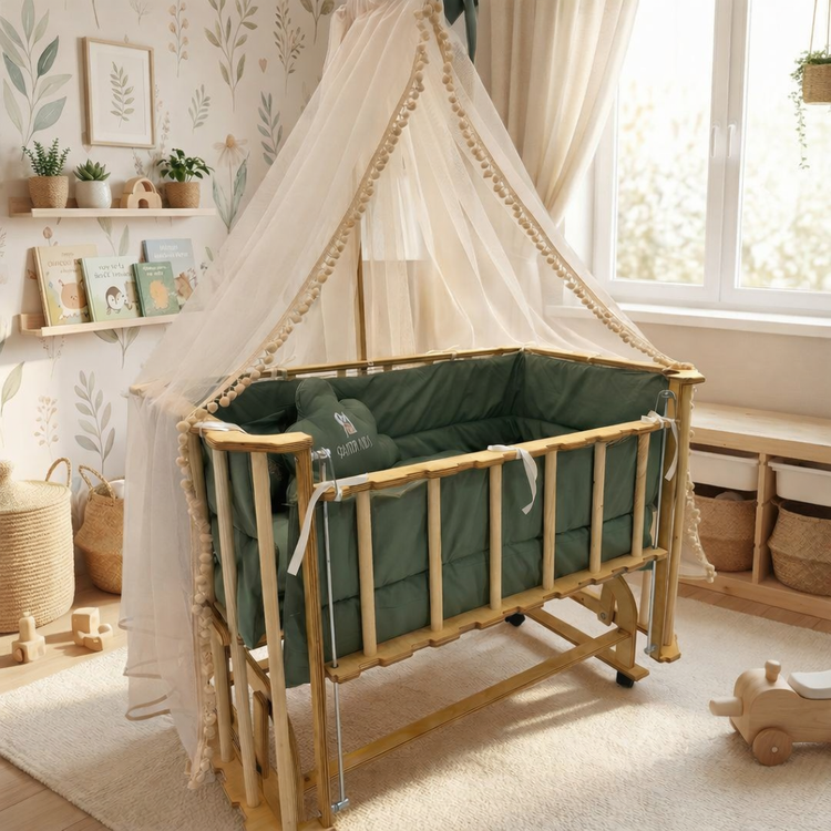 تخت کنار مادر ۵۰×۹۰ با چرخهای روان و جابهجایی آسان