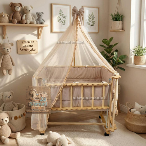 تخت کنار مادر ۵۰×۹۰ با چرخهای روان و جابهجایی آسان