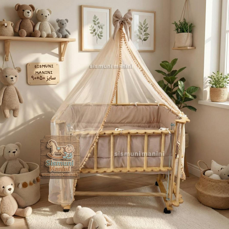 تخت کنار مادر ۵۰×۹۰ با چرخهای روان و جابهجایی آسان