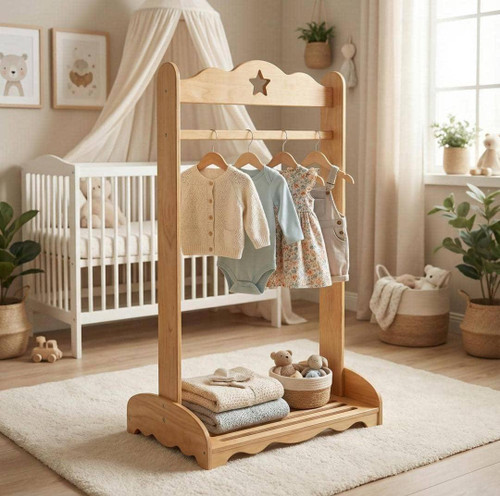 چوب لباسی چوبی ستارهای با طراحی بامزه و پایه پهن سیسمونی مانی نی