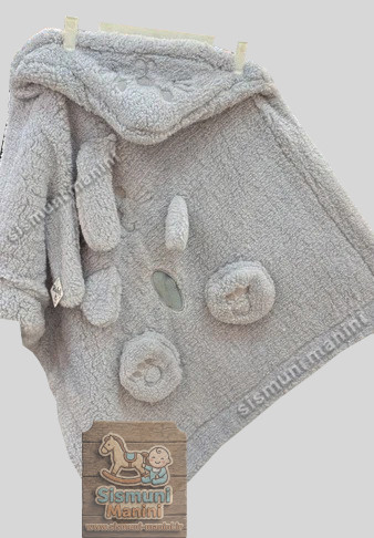 پتو دورپیچ نوزادی کلاهدار(کلاه دار) طرح خرگوش جنس تدی سیسمونی مانی نی