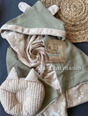 پتو دورپیچ کلاهدار پارچه موسلین با بالشت فرم دهی در سیسمونی مانی نی