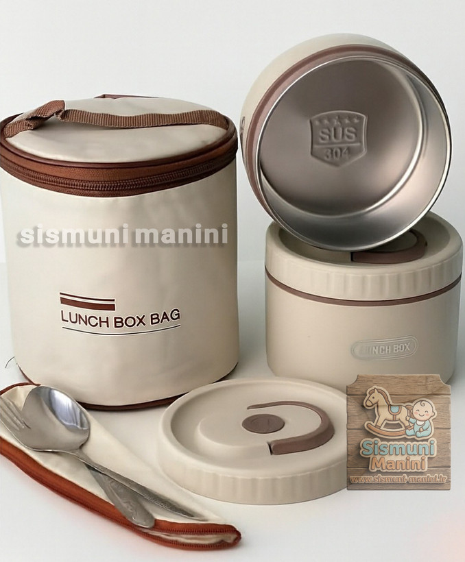 ظرف غذای کودک (لانچ باکس) دو تکه داخل استیل به همراه کاور عایق در سیسمونی مانی نی