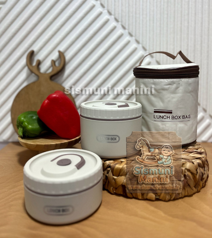 ظرف غذای کودک (لانچ باکس) دو تکه داخل استیل به همراه کاور عایق در سیسمونی مانی نی