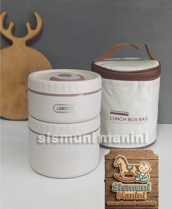 ظرف غذای کودک (لانچ باکس) دو تکه داخل استیل به همراه کاور عایق در سیسمونی مانی نی