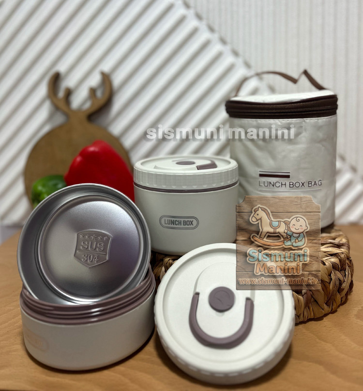 ظرف غذای کودک (لانچ باکس) دو تکه داخل استیل به همراه کاور عایق در سیسمونی مانی نی