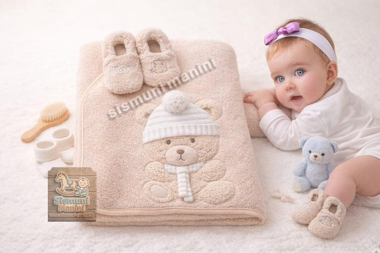 حوله دورپیچ کلاه دار با پاپوش نوزاد برکه با طرح خرس کلاه دار سیسمونی مانی نی