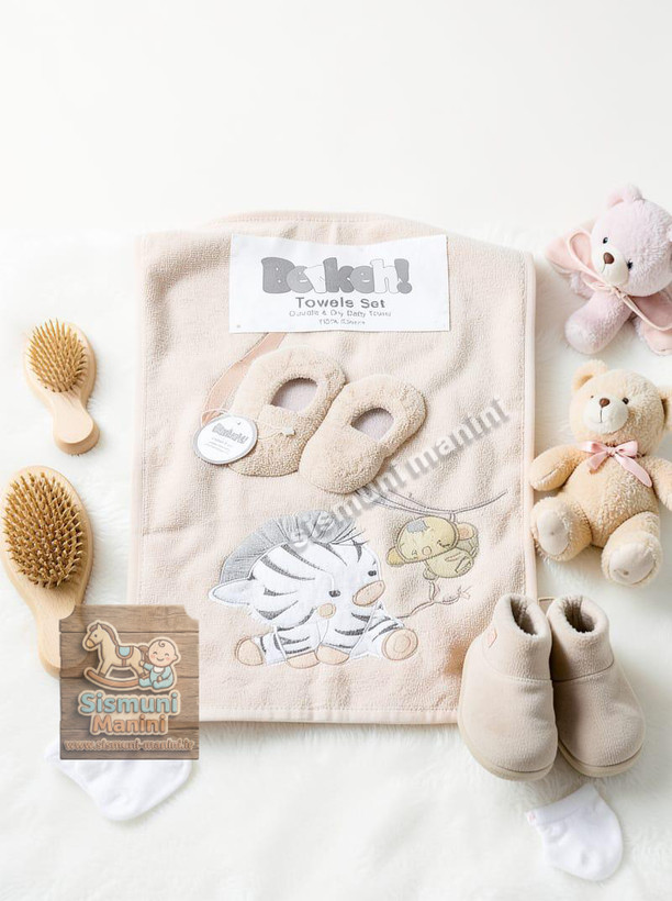 حوله دورپیچ کلاه دار با پاپوش نوزاد برکه با طرح گورخر کلاه دار سیسمونی مانی نی