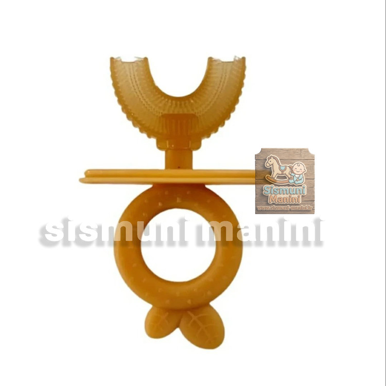 تصویر پنجم مسواک سیلیکونی کودک مدل 360 درجه چرخشی سری یو با برس نرم baby crown - کاربرد محصول