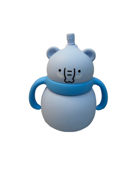 Silicone Baby Sippy Cup with Straw & Handles – Cute Animal Design